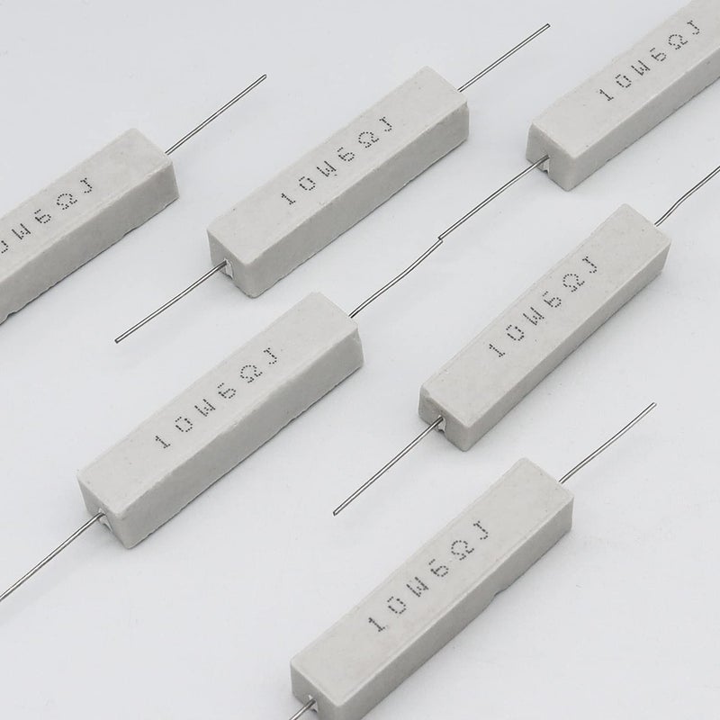 Dimlove White Wound 10w 6 Ohm 5% Axial Lead Wire Fixed Ceramic Cement Resistors - 10 PCS, Wirewound, Power Resistors with Flame, Heat & Moisture Resistance - Image 5